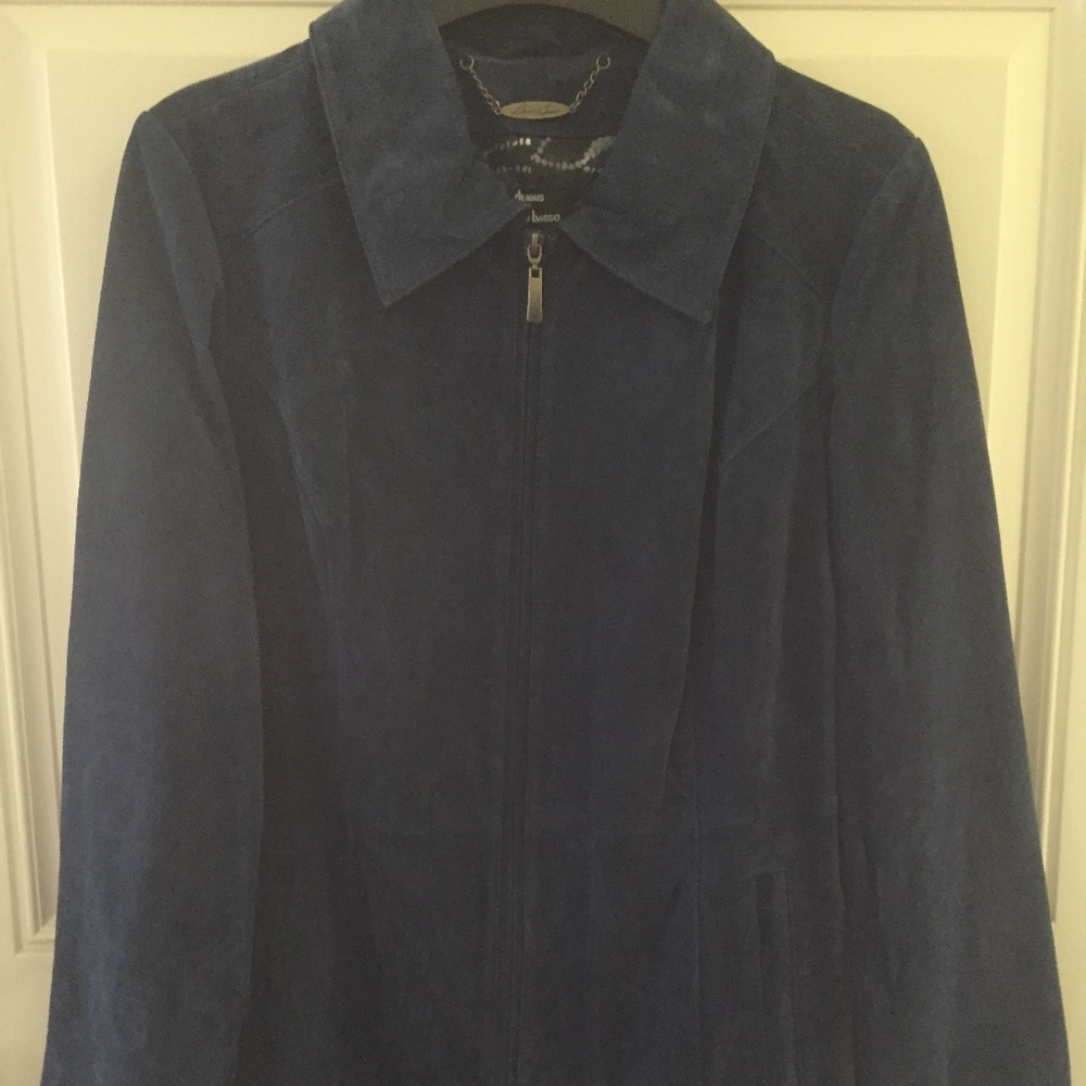 Dennis Basso Blue Leather Jacket - Picture 3 of 6
